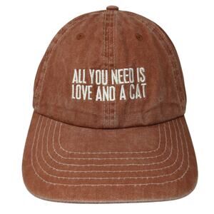 All You Need Is Love And A Cat Slideback Hat Brown One Size Embroidered